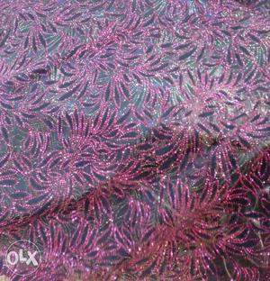 Sari fabric 6 metres net with pink glitter all