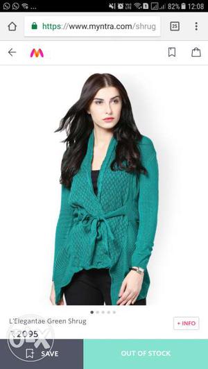Women sweater open front with attached belt