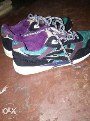 Black-purple-and-teal ASICS Low-top Running Shoes