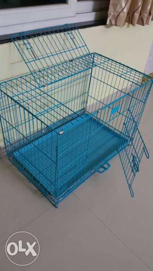 Blue Metal Folding Pet Cage