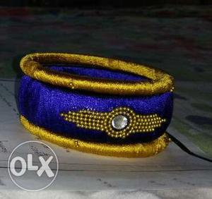 Blue and gold bangles...2 sets...can be customized
