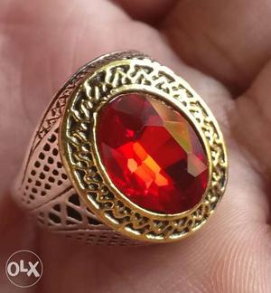 Gold-colored Ruby Encrusted Ring
