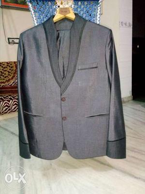 Gray Shawl Satin Suit Jacket