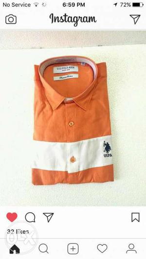 Orange And White Polo Shirt