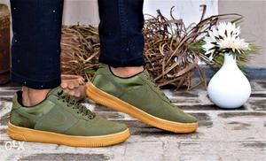 Pair Of Green Nike Low-top Sneakers