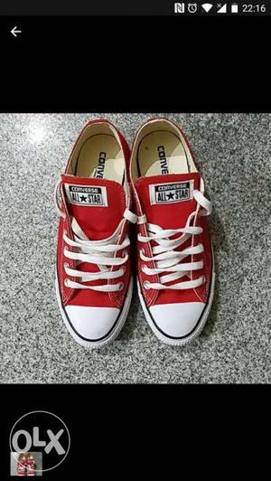Pair Of Red Converse All Star Low-top Sneakers: size:39
