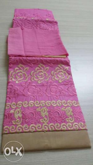 Pink And Beige Floral Dupatta Scarf