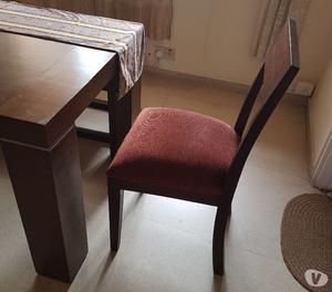 Recently upholstered 4 seater dining table, 2 chairs, bench