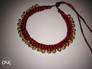 Red And Gold-colored Choker Necklace