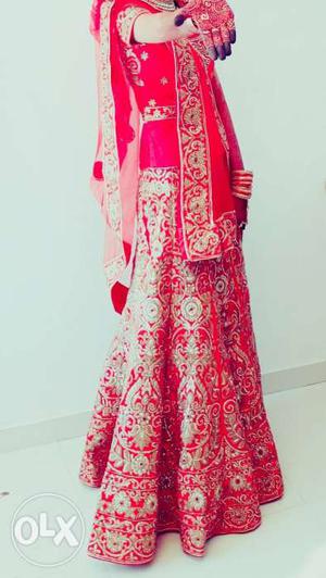 Red And Yellow Floral Anarkali Traditional Dress