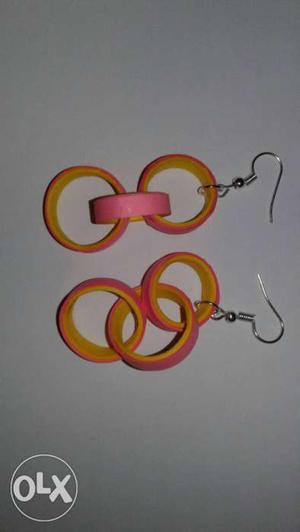 Round Orange Pendant Hook Earrings