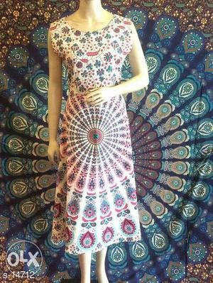 Women's Multicolored Mandala Scoop Neck Sleeveless Dress