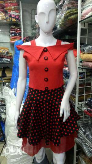 Women's Red And Black Polka Dot Dress