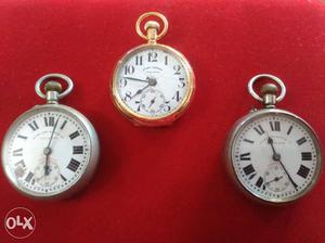 3 working pocket watches. 1Cyma London and 2 West