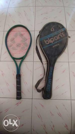 Black And Green Bipan's Tennis Racket With Case