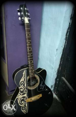 Black And White Acoustic Guitar
