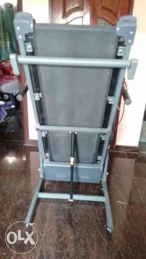 Gray And Black Metal Folding Treadmill