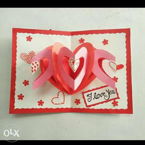 This is a handmade valentine pop up card