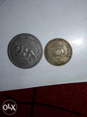 This is  one rupee coin. And 20paise  one is
