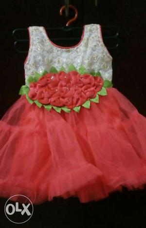 Baby Girl's Pink Sleeveless party wear frock 50% off