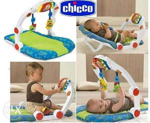 Baby's Blue And Green Chicco Activity Sleeper Collage
