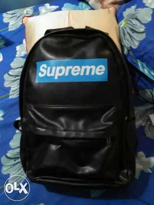 Black And Blue Supreme Leather Backpack