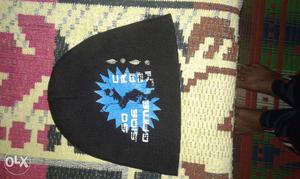 Black, White, And Blue Printed Knit Hat