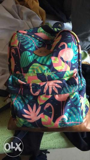 Blue, Green, And Pink Floral Backpack