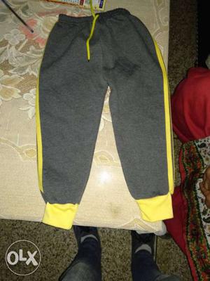 Children's Gray And Yellow Drawstring Pants