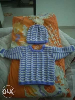 Freshly weaven woollen handmade baby sweater with