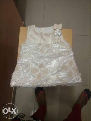 Girl's White Floral Tank Dress