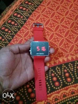 Green And Red Digital Watch