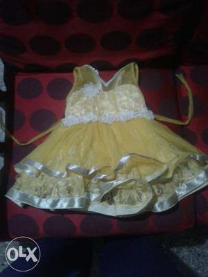 Kids Yellow Sleeveless Top Dress
