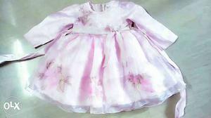Pink floral balloon frock for 2 year old baby girl