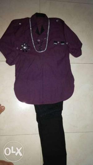 Purple kurta With Black Pyjama