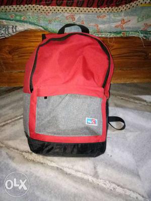 Red, Black, And Grey Backpack