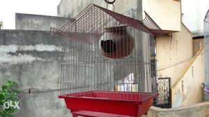 Red Metal Wire Pet Cage