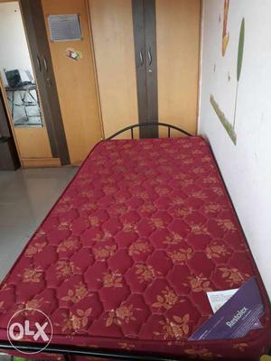 Single foldable metal bed with 4-inch mattress