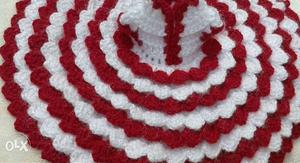 Toddler's White And Red Knitted Dress