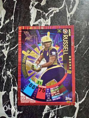 Topps cricket attax  cards andre russell limited