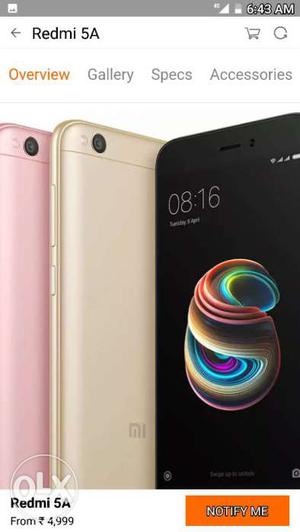 Mi Redmi 5a(2+16gb),(3gb+32gb)Sealed Pack Available