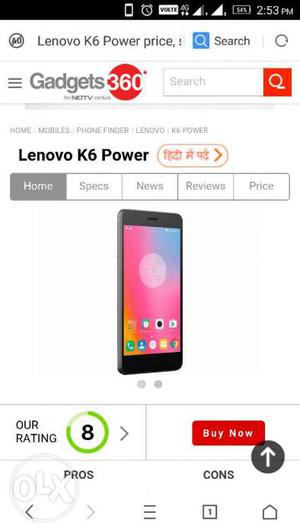 Price slightly negotiable.. Lenovo k6 power Only