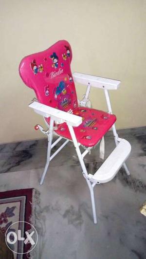 Baby's Pink And White Floral High Chair