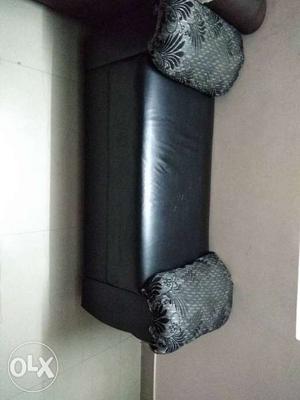 Black Leather Sleigh Sofa