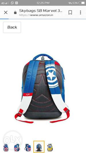 Black, White, Blue, And Red Captain America Backpack 2 month