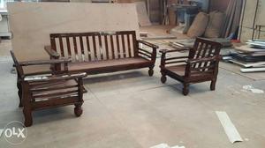 Brown Wooden Bench And Chair