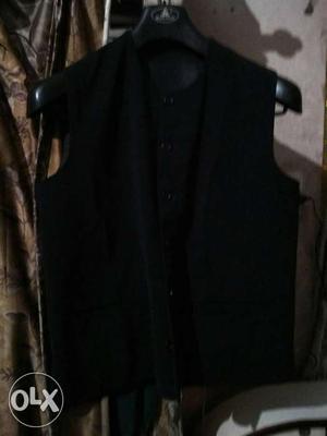 Designer black achkan Nehru jacket half coat new