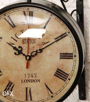 Double Sided Vintage wall clock LONDON Victorian Station