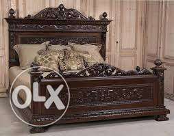 Double bed wooden new carviwooden