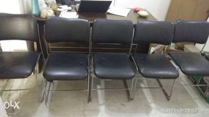 Five Black Leather Padded Chairs